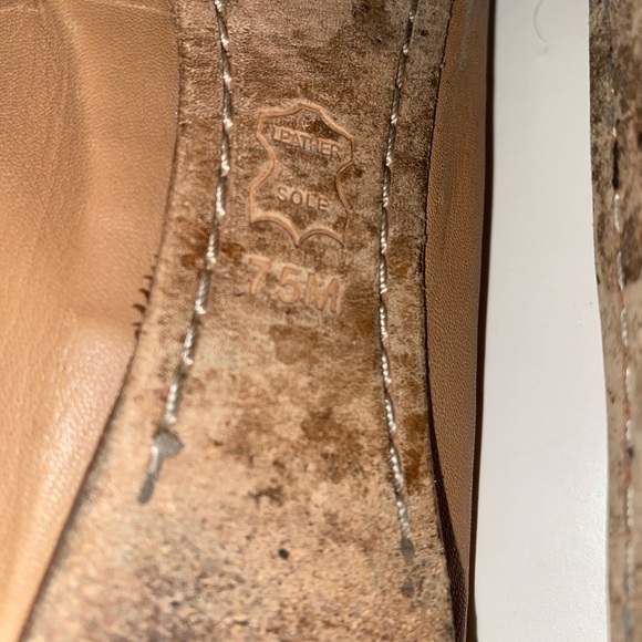 Tory Burch Tan Leather Ballet Flats With Logo Sz Women’s 7.5 M - Picture 6 of 11